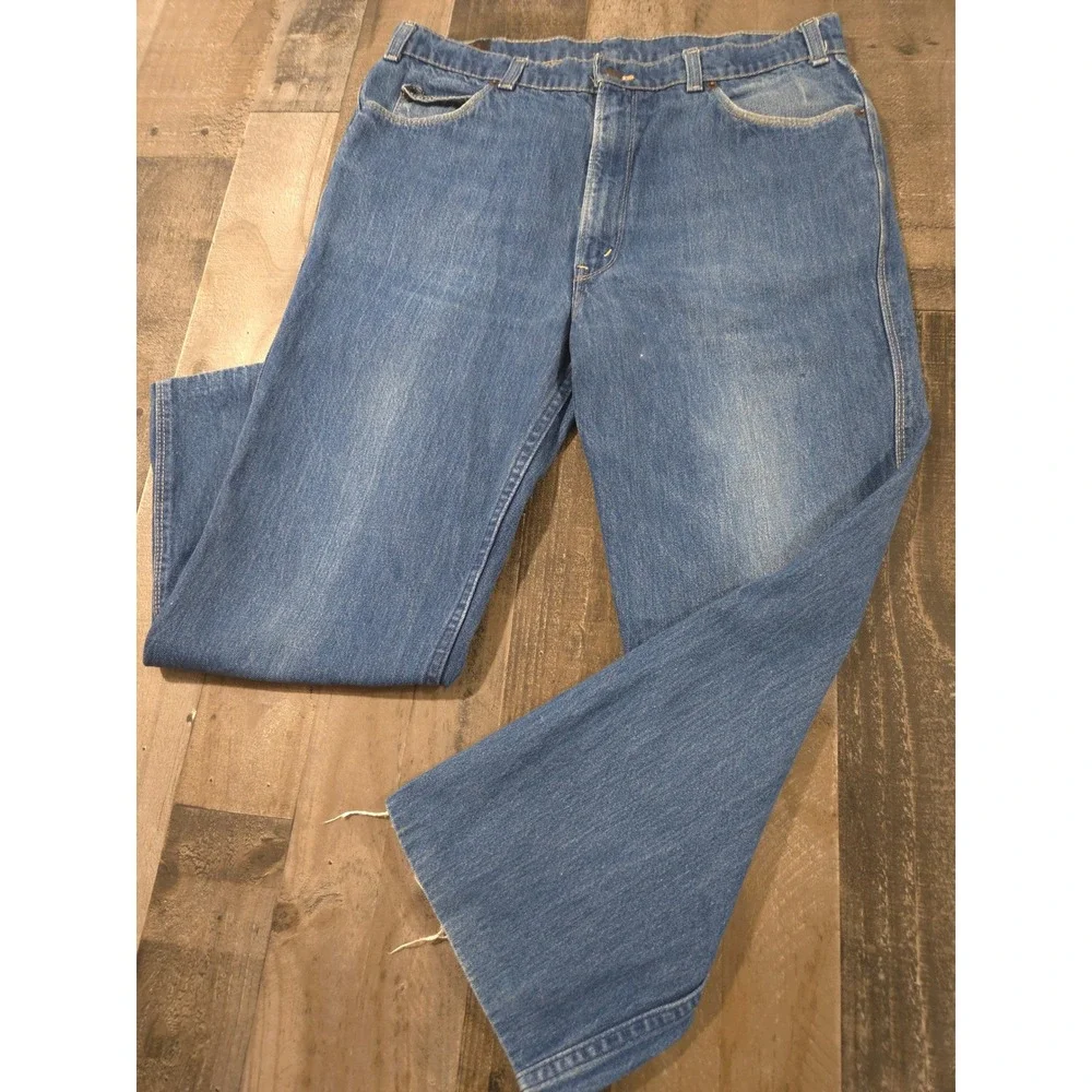 Vintage 70s 80s Levis Movin On Jeans Blue Tab Gold Script Denim Made in USA